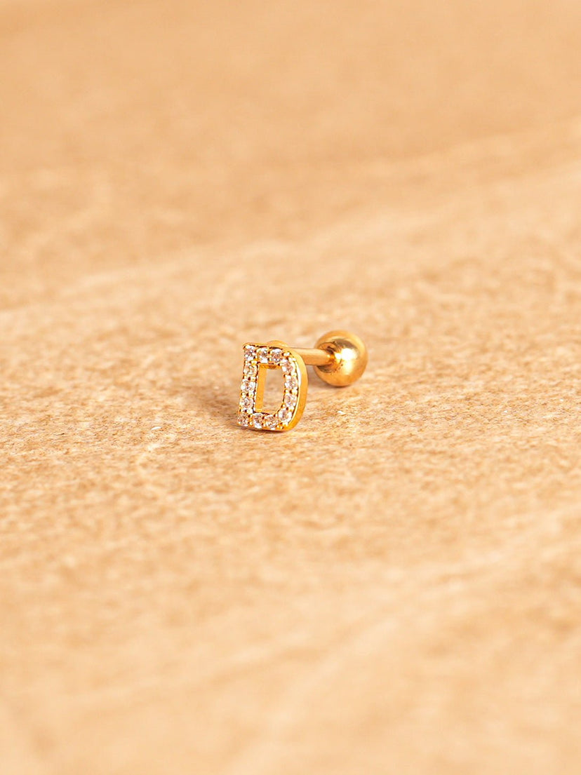 Letter Mini Earrings - Gold Plated